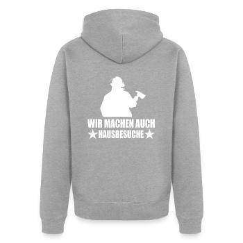 Feuerwehr - Unisex Premium Bio Zip Hoodie - Grau meliert - Hinten - Nico (187cm)