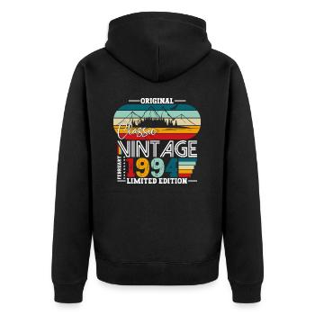 30e anniversaire Classique Février Millésime 1994 - Veste à capuche bio Premium Unisexe - noir - Dos - Nico (187cm)