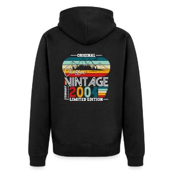 20e anniversaire Classique Février Millésime 2004 - Veste à capuche bio Premium Unisexe - noir - Dos - Nico (187cm)