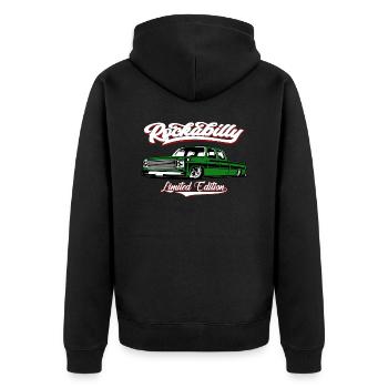 Pickup Musclecar USA - Unisex Premium Bio Zip Hoodie - Schwarz - Hinten - Nico (187cm)