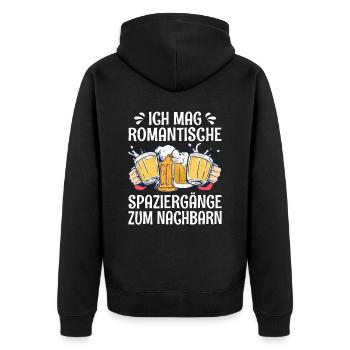Romantische Spaziergänge Nachbar Wohnung Bier Fun - Unisex Premium Bio Zip Hoodie - Schwarz - Hinten - Nico (187cm)