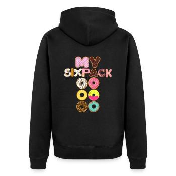Donuts My Sixpack Sprinkles Sweets Junk Food - Unisex Premium Bio Zip Hoodie - Schwarz - Hinten - Nico (187cm)