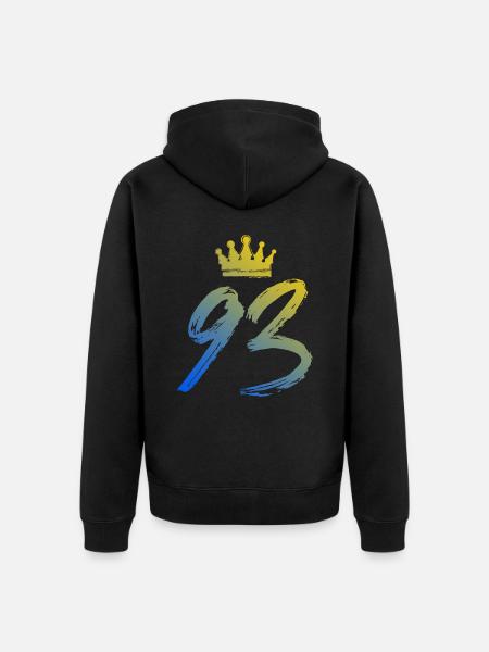 93 Zahl Krone - Unisex Premium Bio Zip Hoodie - Schwarz