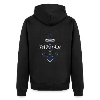 Papitän Vater lustige Sprüche Vatertag Schifffahrt - Unisex Premium Bio Zip Hoodie - Schwarz - Hinten - Nico (187cm)