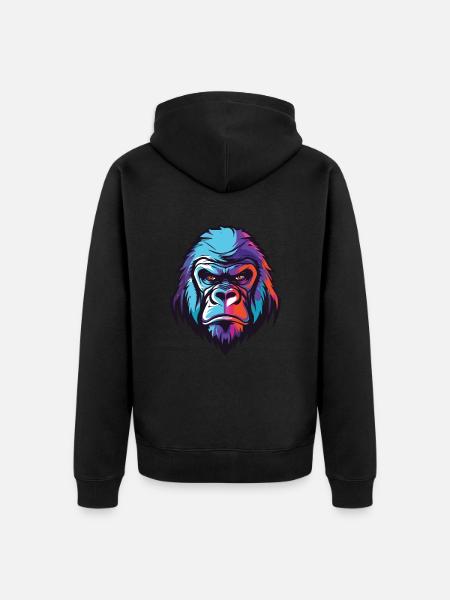 Gorilla Head - Unisex Premium Organic Zip Hoodie - black
