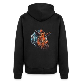 Nashorn Kopf - Unisex Premium Bio Zip Hoodie - Schwarz - Hinten - Nico (187cm)