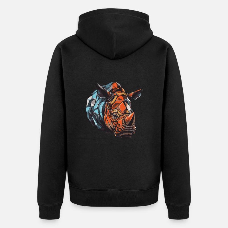 Tête de rhinocéros - Veste à capuche bio Premium Unisexe - noir