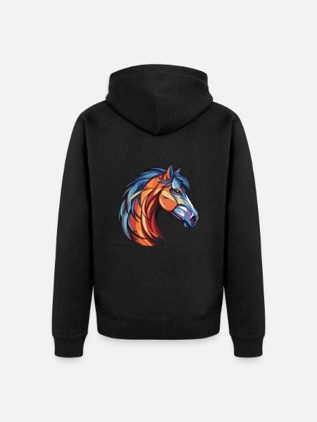 Pferd Kopf - Unisex Premium Bio Zip Hoodie - Schwarz