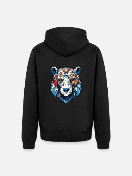 Eisbär Kopf Polar bär - Unisex Premium Bio Zip Hoodie - Schwarz