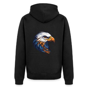 Eagle Head - Unisex Premium Organic Zip Hoodie - black - Back - Nico (187cm)