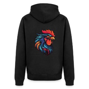 Portrait de coq - Veste à capuche bio Premium Unisexe - noir - Dos - Nico (187cm)