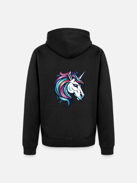 Unicorn Head - Unisex Premium Organic Zip Hoodie - black