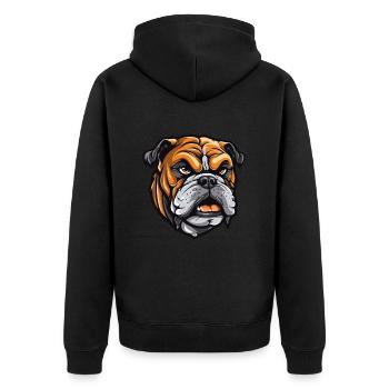 Bulldog Dog Head - Unisex Premium Organic Zip Hoodie - black - Back - Nico (187cm)
