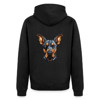 Doberman Dog Head - Unisex Premium Organic Zip Hoodie - black - Back - Nico (187cm)