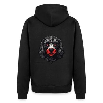 Poodle Dog Head - Unisex Premium Organic Zip Hoodie - black - Back - Nico (187cm)