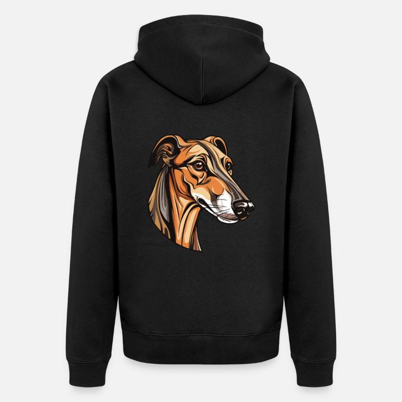 Tête de chien lévrier - Veste à capuche bio Premium Unisexe - noir