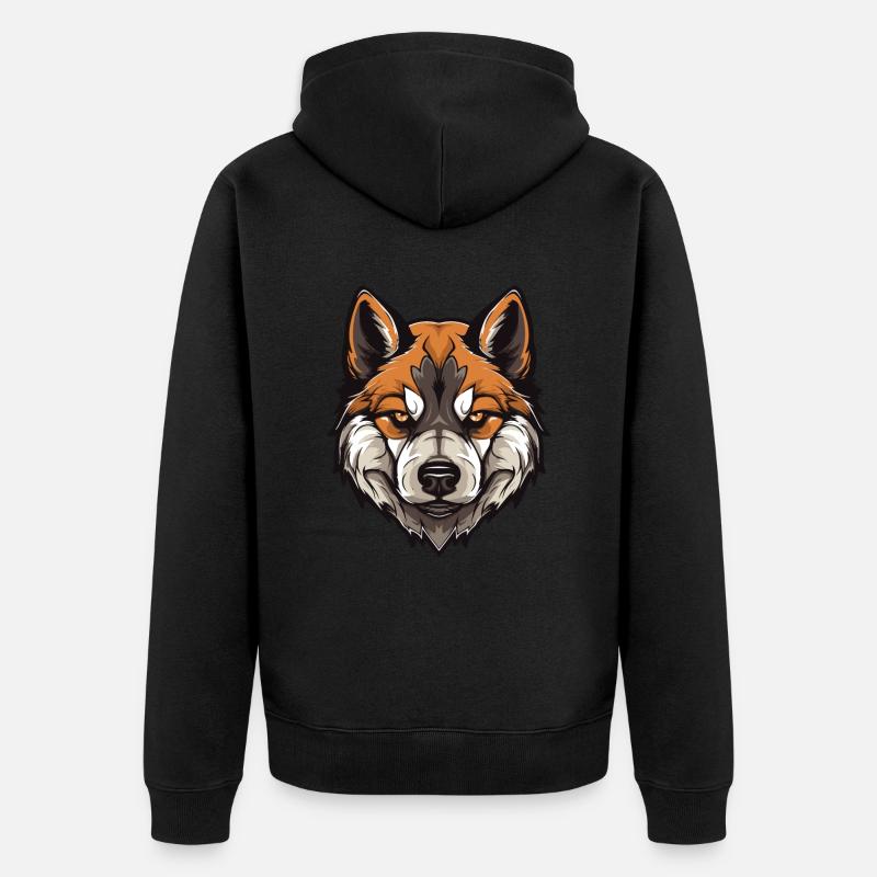 Tête de chien Akita - Veste à capuche bio Premium Unisexe - noir