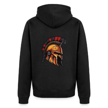 Spartan Helmet Warrior Sparta - Unisex Premium Organic Zip Hoodie - black - Back - Nico (187cm)
