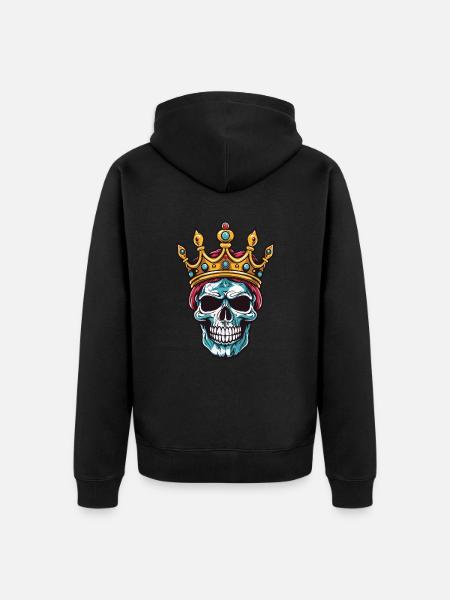 Skull King Crown - Unisex Premium Organic Zip Hoodie - black