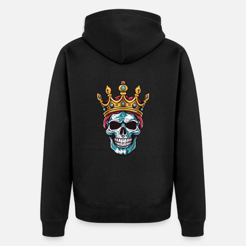 Couronne de Roi Crâne - Veste à capuche bio Premium Unisexe - noir