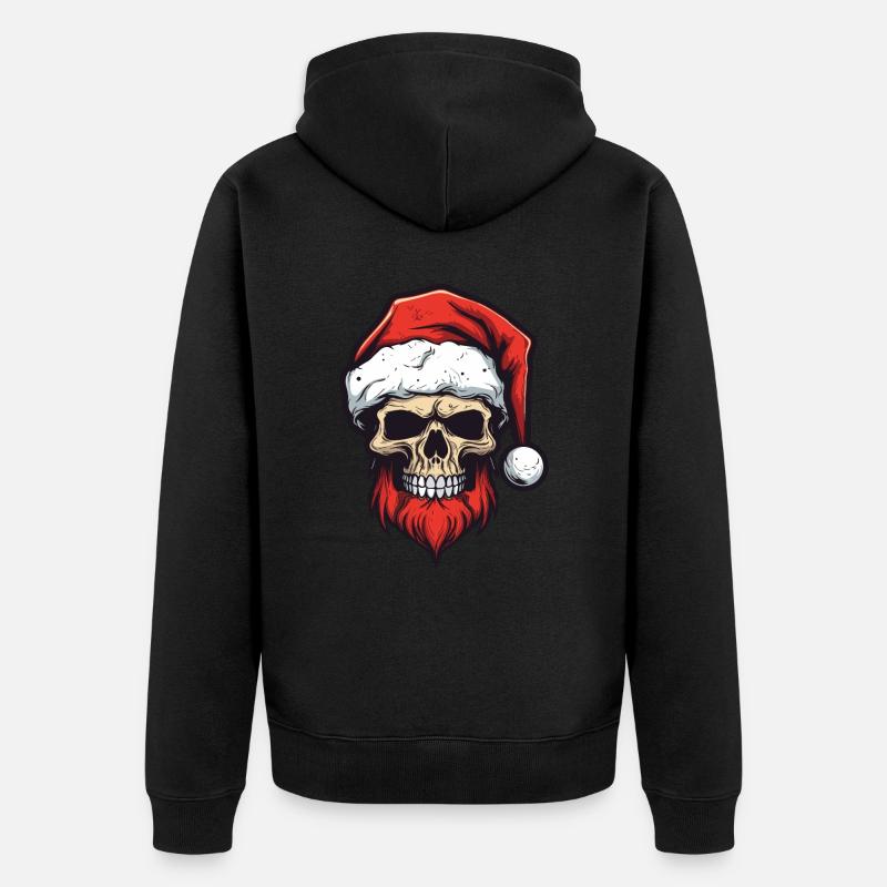 Weihnachtsmann Totenkopf - Unisex Premium Bio Zip Hoodie - Schwarz