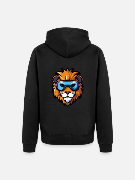 Ski Lion Comic - Unisex Premium Organic Zip Hoodie - black