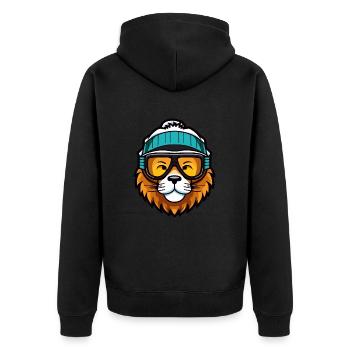 Löwe Snowboard Ski Brille Comic - Unisex Premium Bio Zip Hoodie - Schwarz - Hinten - Nico (187cm)