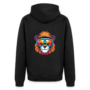 Ski Löwe Snowboarder Comic - Unisex Premium Bio Zip Hoodie - Schwarz - Hinten - Nico (187cm)