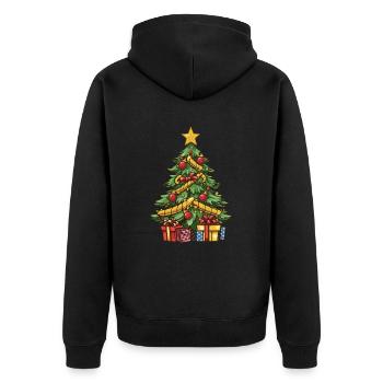 Tannenbaum Xmas Weihnachten - Unisex Premium Bio Zip Hoodie - Schwarz - Hinten - Nico (187cm)