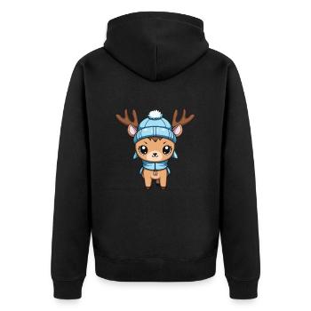 Bande dessinée d’hiver de cerf - Veste à capuche bio Premium Unisexe - noir - Dos - Nico (187cm)