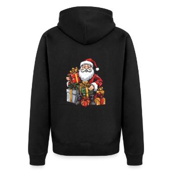 Weihnachtsmann Geschenke - Unisex Premium Bio Zip Hoodie - Schwarz - Hinten - Nico (187cm)