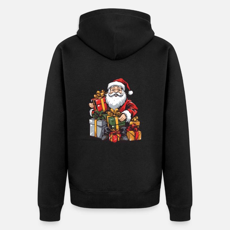Weihnachtsmann Geschenke - Unisex Premium Bio Zip Hoodie - Schwarz