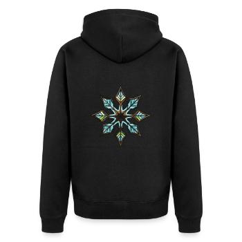 Frost Symbol Stern Winter Schnee - Unisex Premium Bio Zip Hoodie - Schwarz - Hinten - Nico (187cm)