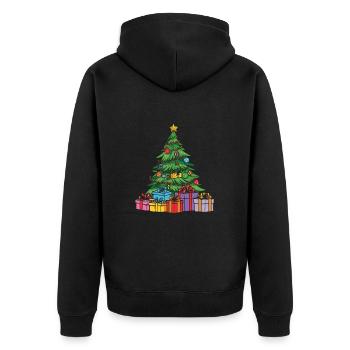 Tannenbaum Xmas Weihnachten - Unisex Premium Bio Zip Hoodie - Schwarz - Hinten - Nico (187cm)