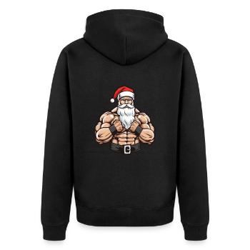 Santa Claus Muscles Bodybuilding Santa - Unisex Premium Organic Zip Hoodie - black - Back - Nico (187cm)