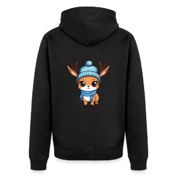 Deer Winter Comic - Unisex Premium Organic Zip Hoodie - black - Back - Nico (187cm)