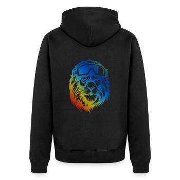 Löwe Snowboard Ski Brille Bunt - Unisex Premium Bio Zip Hoodie - Schwarz - Hinten - Nico (187cm)