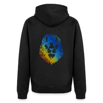 Ski Löwe Bunt - Unisex Premium Bio Zip Hoodie - Schwarz - Hinten - Nico (187cm)