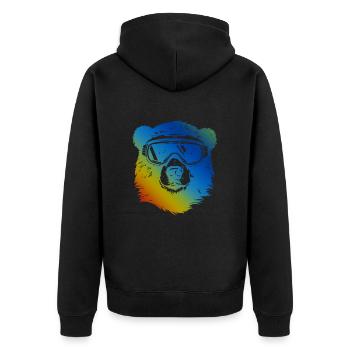 Ski Bär Bunt - Unisex Premium Bio Zip Hoodie - Schwarz - Hinten - Nico (187cm)
