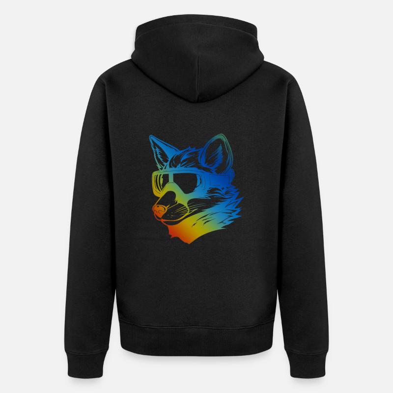 Fuchs Snowboard Ski Brille Bunt - Unisex Premium Bio Zip Hoodie - Schwarz