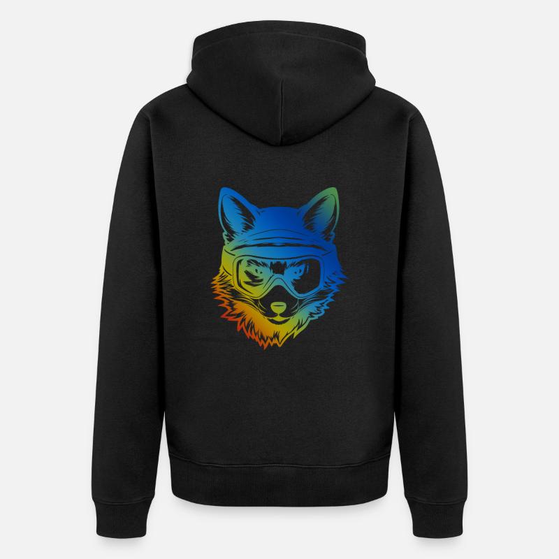 Fuchs Ski Brille Bunt - Unisex Premium Bio Zip Hoodie - Schwarz