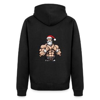 Santa Claus Gym Workout Santa Muscles - Unisex Premium Organic Zip Hoodie - black - Back - Nico (187cm)