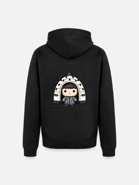 Eskimo Iglo Vintertegneserie Nordpolen Sydpolen - Premium økologisk unisex-hættejakke - sort