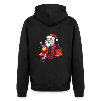 Weihnachtsmann Lustig Fahrzeug - Unisex Premium Bio Zip Hoodie - Schwarz - Hinten - Nico (187cm)