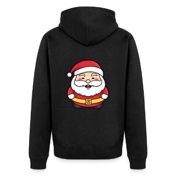 Weihnachtsmann Lustig Comic Weihnachten - Unisex Premium Bio Zip Hoodie - Schwarz - Hinten - Nico (187cm)