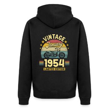 Biker 70 Years 1954 January 70 Years Anniversary - Unisex Premium Organic Zip Hoodie - black - Back - Nico (187cm)
