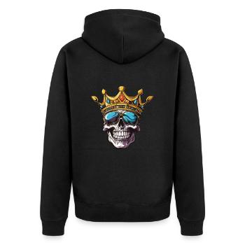 Skull King Party Crown - Unisex Premium Organic Zip Hoodie - black - Back - Nico (187cm)