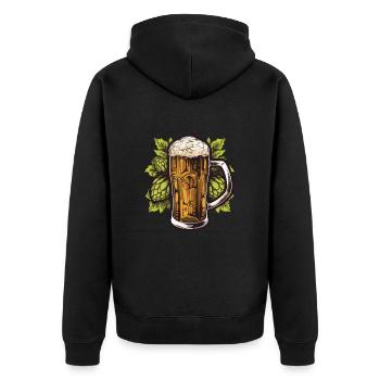 Verre à bière, houblon, malt, bière - Veste à capuche bio Premium Unisexe - noir - Dos - Nico (187cm)