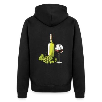 Weinglas WeinTrauben Wein - Unisex Premium Bio Zip Hoodie - Schwarz - Hinten - Nico (187cm)