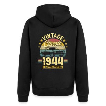 Vintage Car Year 1944 80 Years Anniversary - Unisex Premium Organic Zip Hoodie - black - Back - Nico (187cm)